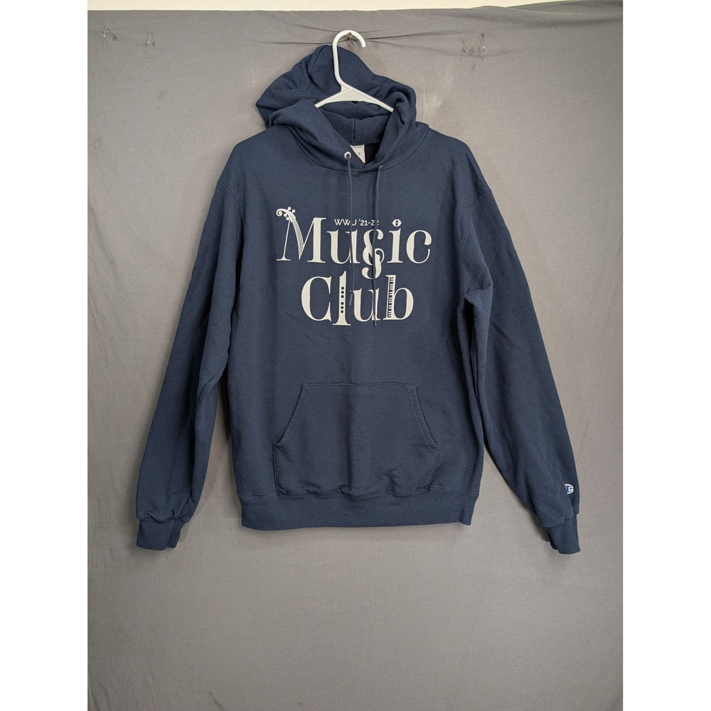 Champion Music Club Navy Blue Hoodie Sweatshirt Mens Medium WWJ 21-22